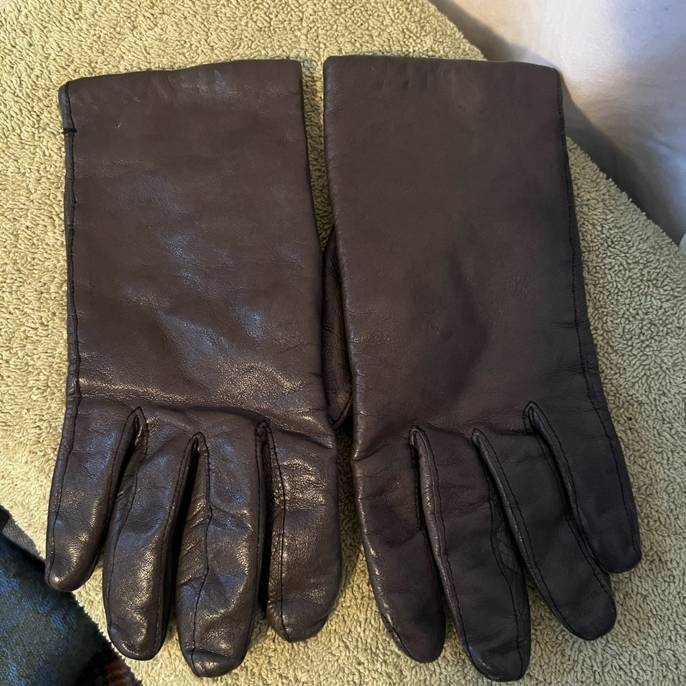 Italian Women's Soft Italian Leather Driving Gloves Sz 7 Slate Gray, Lined